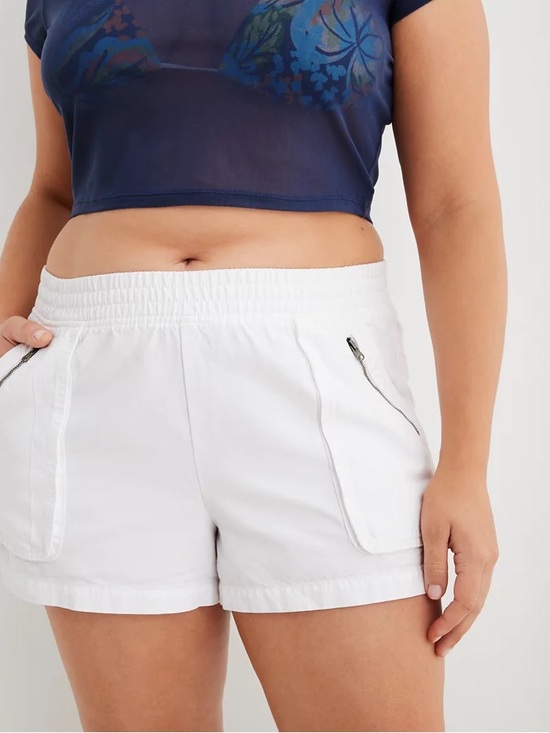 aerie Pants - aerie White Elastic-Waist Cargo Shorts